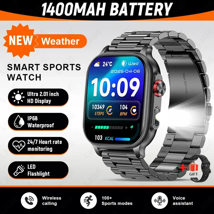 Montres intelligentes d'extérieur pour femmes, GPS, suivi de trajet, batterie 1400mAh, étanche IP68, appels Bluetooth, montre intelligente de sport militaire pour femmes