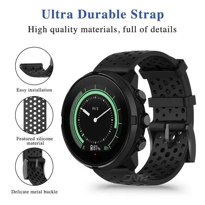 Bracelet en silicone pour Suunto 7 9 Baro D5 Spartan dehors Wrist, Bracelet de montre intelligent INA, Bracelet Correa Strap pour Fossil Q Hybrid
