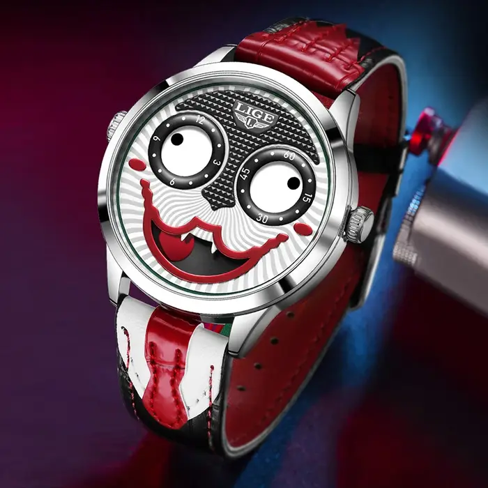 LIGE 2026 nouvelle montre Clown Cool hommes mode affaires étanche en cuir Joker