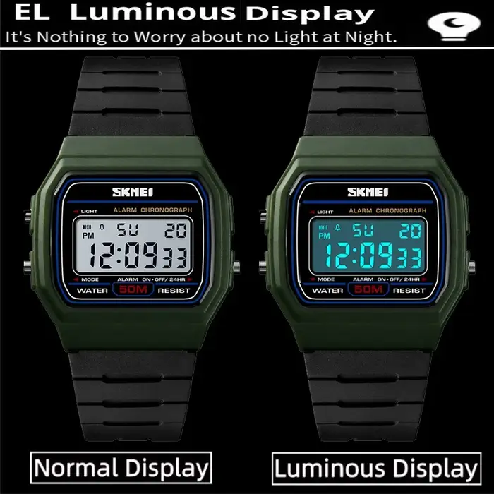 Skmei femmes Led montres étanches mode bracelet en polyuréthane natation numérique Sport montre-bracelet femme réveil