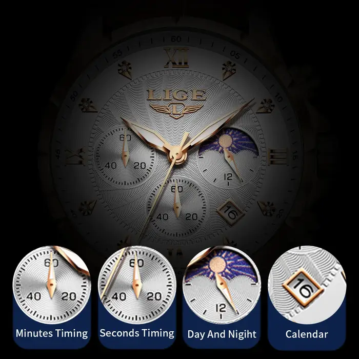Relogio Masculino LIGE Montre décontractée pour hommes