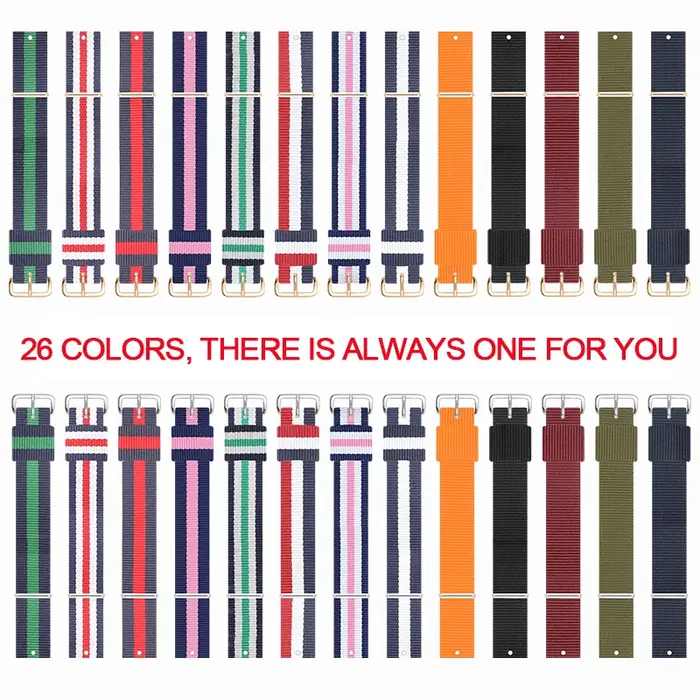 Bracelet de montre en nylon pour DW, 12mm, 14mm, 13mm, 16mm, 19mm, avec boucle en or rose, pour Daniel Wellington, pour femmes et hommes