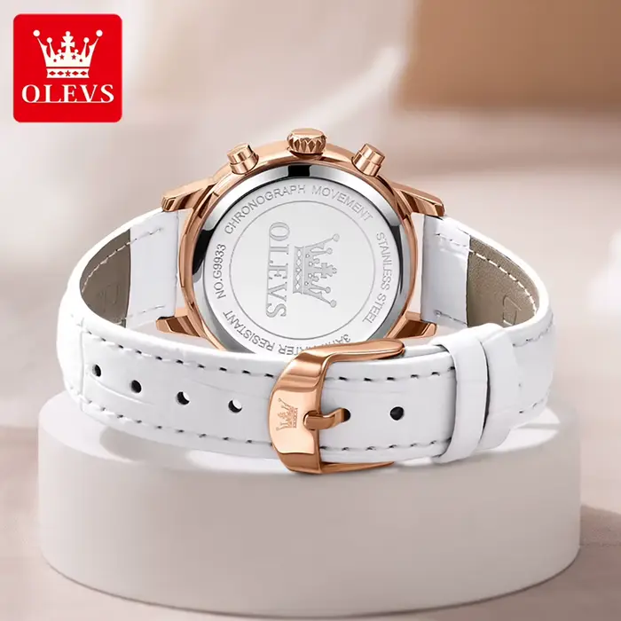 OLEVS 9933 Original montre à Quartz de luxe pour les femmes mode élégant bracelet en cuir étanche chronogrph marque