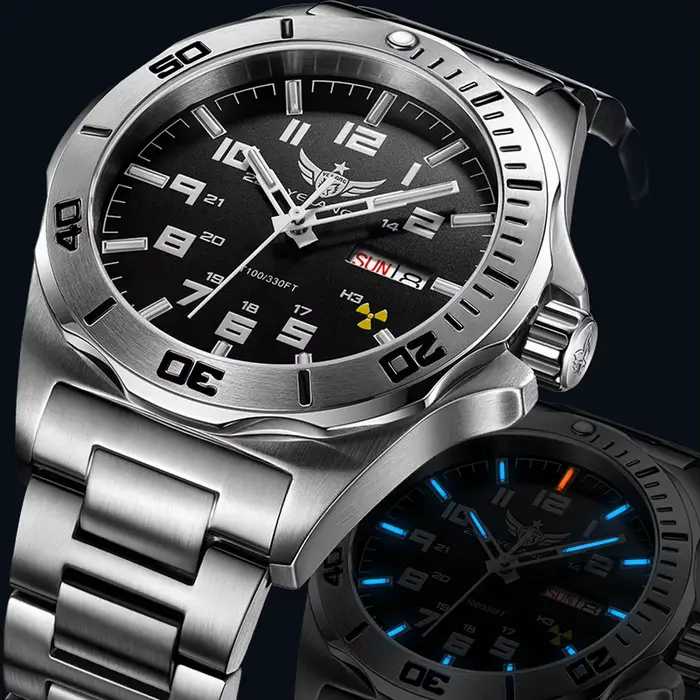YELANG hommes montre militaire 43.6mm automatique mécanique montre-bracelet plongeur 10Bar étanche l