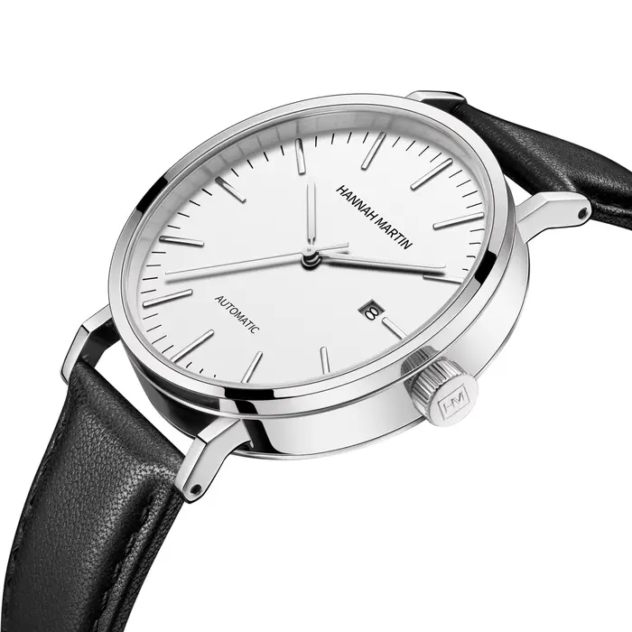 HANNAH MARTIN montre pour hommes de luxe en cuir affaires 8215 automatique mécanique hommes horloge 