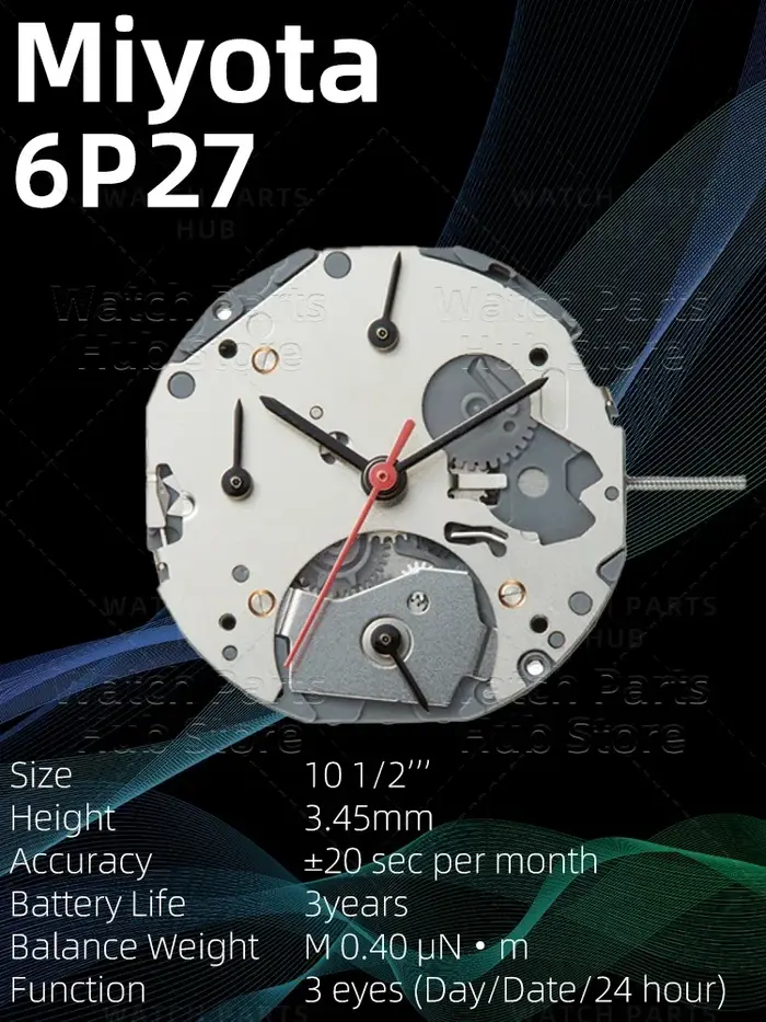 Nouveau véritable mouvement de montre Miyota 6P27 mouvement à Quartz d'origine mouvement automatique