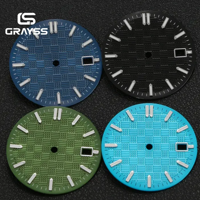 Cadran de montre stérile 31 mm bleu glace/vert/noir