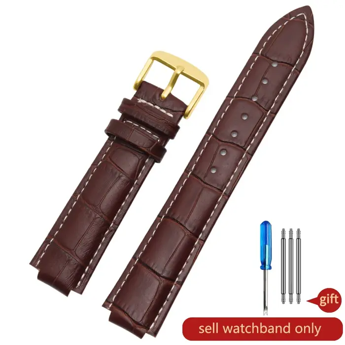 Bracelet de montre en cuir véritable pour homme et femme