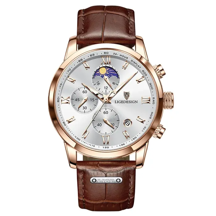Montre-bracelet de sport en cuir étanche pour homme