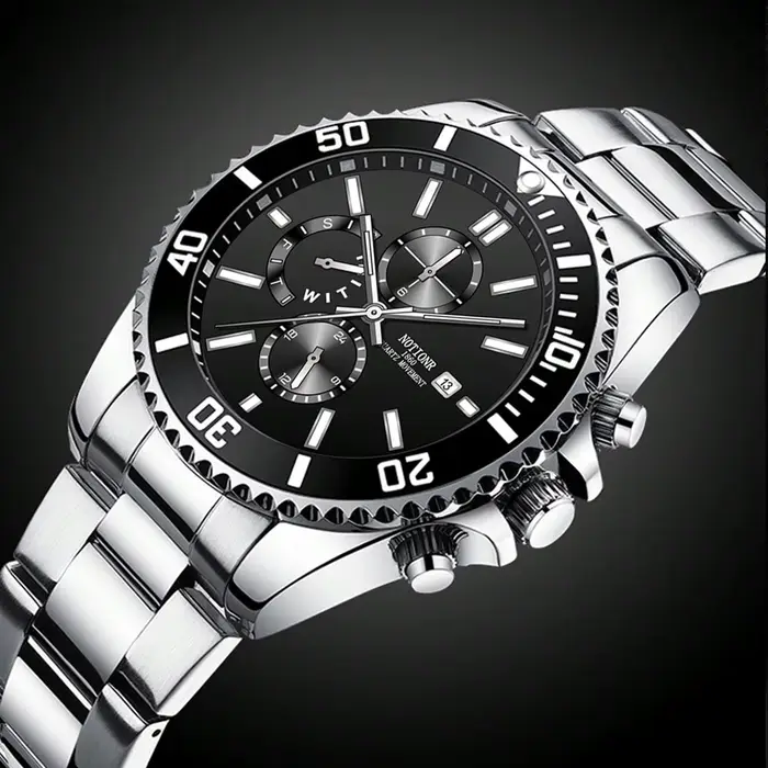 Montres d'affaires de luxe pour hommes, montre à Quartz argentée, horloge lumineuse