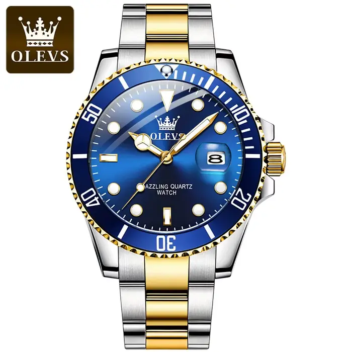 OLEVS-Montre à quartz étanche verte pour homme, acier inoxydable, montre-bracelet Shoous, luxe, haut