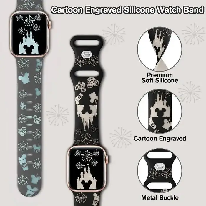 Bracelets floraux gravés pour Bracelet de montre Apple 44mm 49mm 45mm 41mm 40mm 38mm