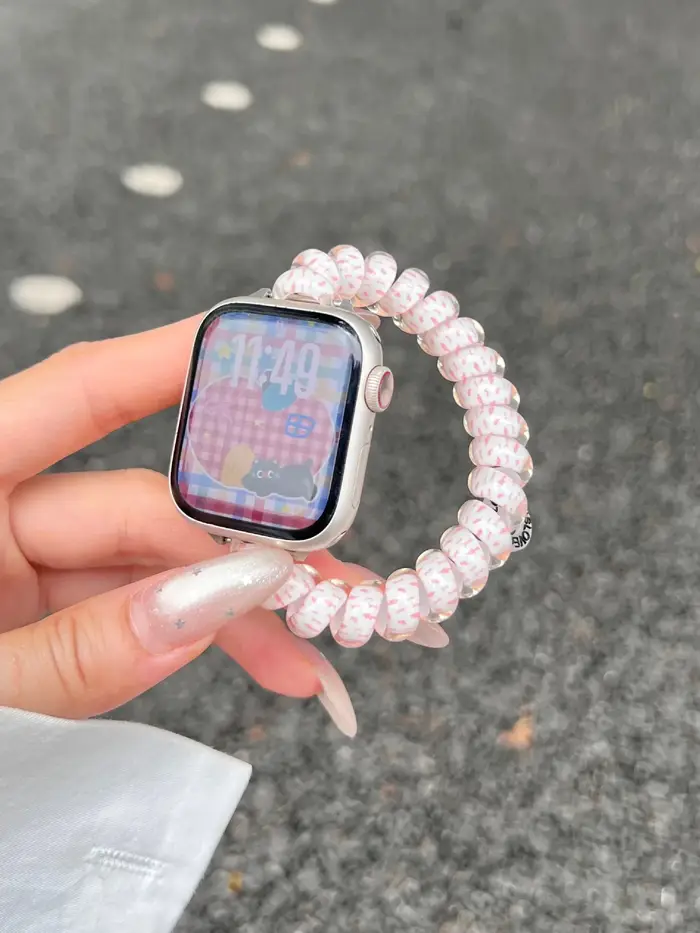 Sangle élastique en forme de spirale de couleur bonbon pour bracelet Apple Watch 38/42 40/44mm 41/45mm Convient pour IWatch 11 10 9 8 7 Ultra 3 2 49mm