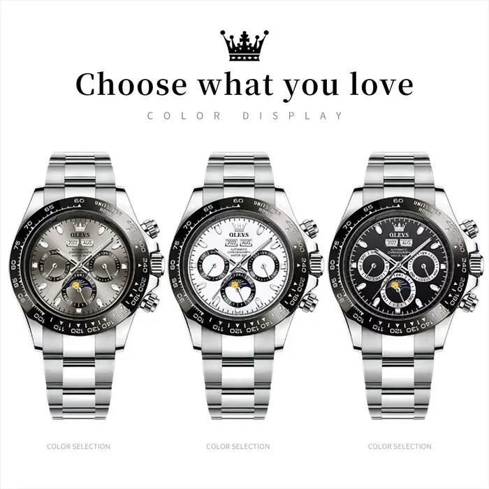 OLEVS 6654 montre de luxe pour hommes chronographe automatique mécanique montre-bracelet étanche lumineux haut marque
