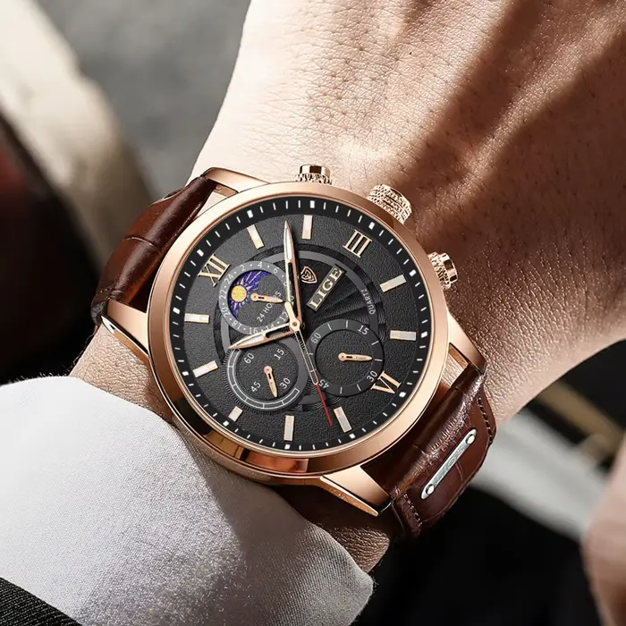 Montres pour hommes LIGE Top marque de luxe hommes montre-bracelet pour hommes en cuir montre à Quartz sport étanche mâle horloge Relogio Masculino