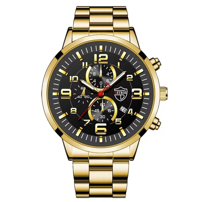Montres de sport à quartz en acier inoxydable pour hommes, montre-bracelet de luxe, calendrier, horl