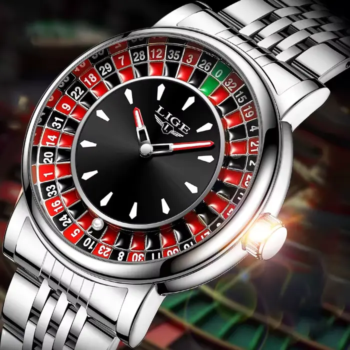 LIGE mode hommes montre cadran rotatif Las Vegas Roulette bureau thème