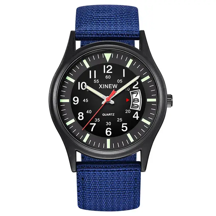 Original XINEW marque montres pour hommes mode bracelet en Nylon militaire sport Date montre à Quartz Erkek Barato Saat Relogio Masculino
