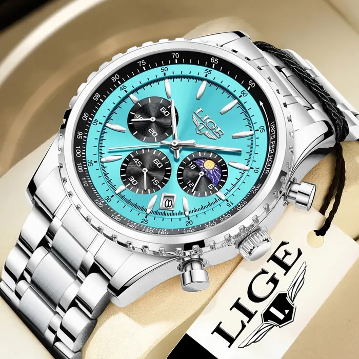 Relogio Masculino LIGE nouveaux hommes montre avec entièrement en acier étanche