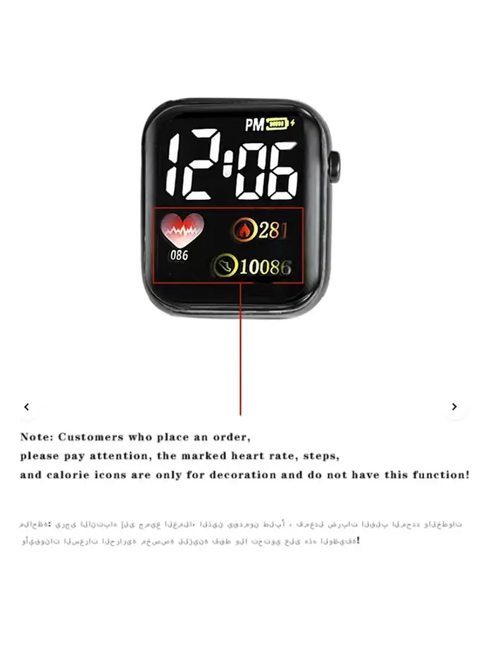 Montre électronique rectangulaire en silicone rose pour femmes