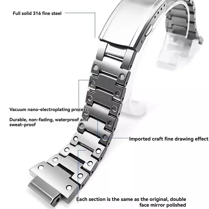 Bracelet octogonal en métal de remplacement pour Casio G-SHOCK