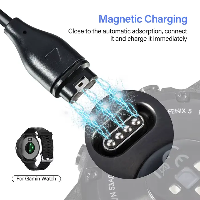 Chargeur de montre USB C compatible avec Garmin Fenix 7 7X Pro 6 6X 5 5S 5X