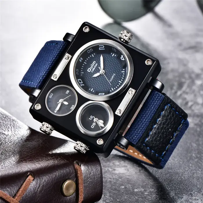 Oulm-Montre de sport à quartz verte pour homme