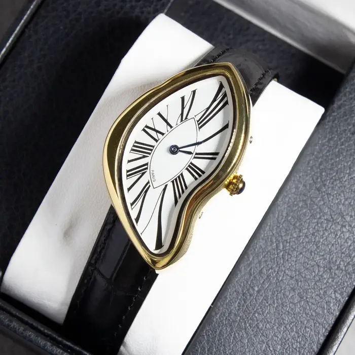 Nouvelle montre torsadée médiévale Crash Melt pour hommes bracelet en cuir de mode montres à Quartz horloge masculine Relogio Masculino livraison directe