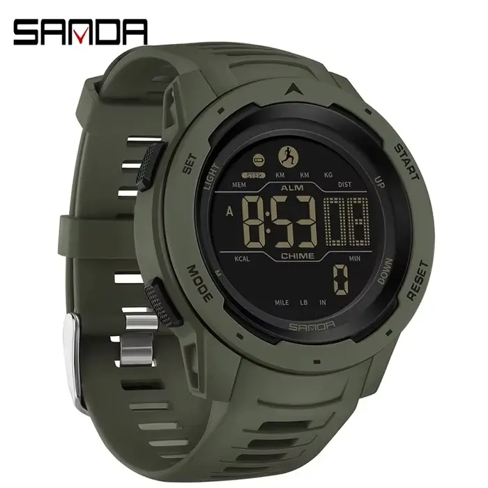 SANDA marque hommes montres sport podomètre Calories 50 M LED étanche montre numérique montre-bracelet militaire Relogio