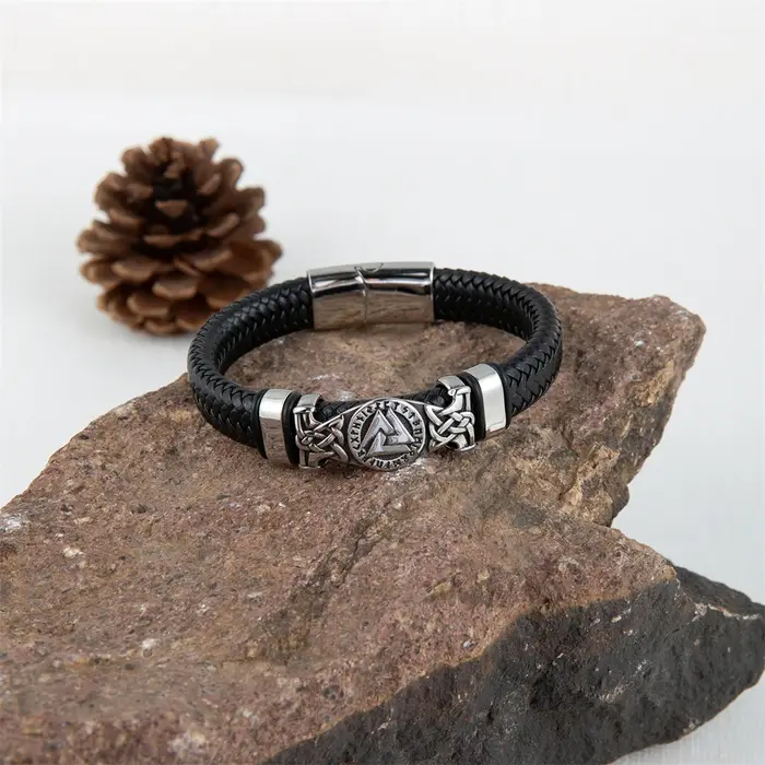 Bracelet en cuir véritable pour hommes