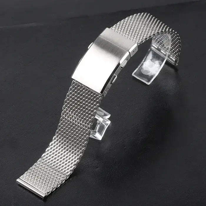 Bracelet en maille milanaise 18 mm 20 mm 22 mm pour poignet large, bracelet à longueur étendue avec