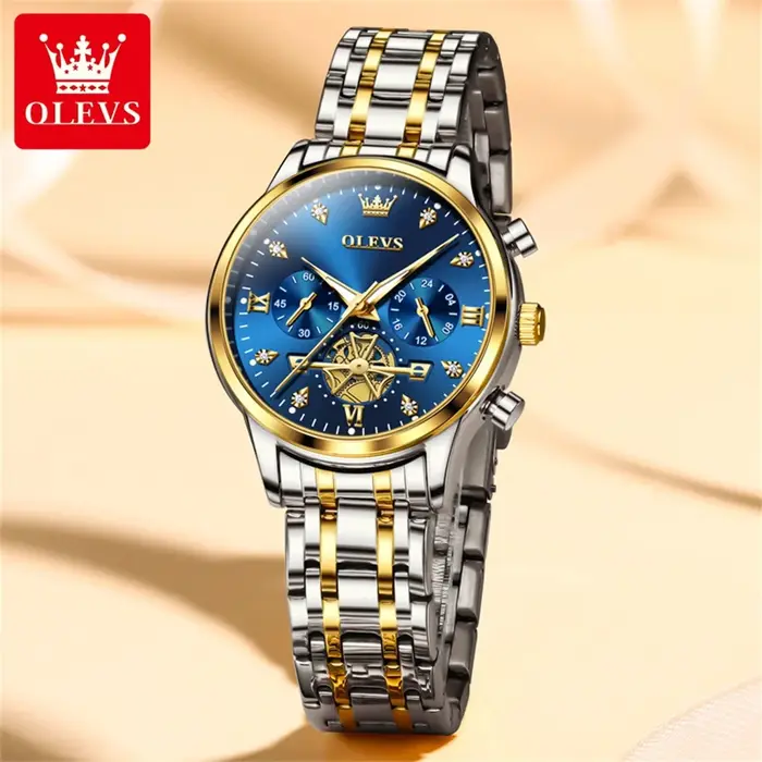 OLEVS nouvelle montre à Quartz pour dame volant d'inertie conception diamants élégant haute qualité en acier inoxydable