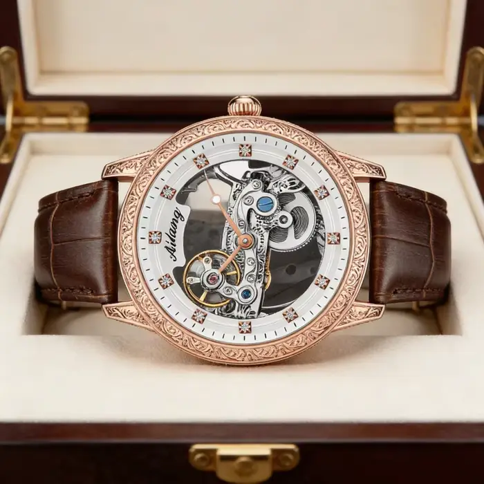 Nouvelle montre automatique à design gravé