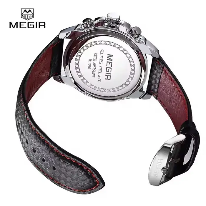 MEGIR 1010 montre à Quartz pour hommes populaire Original de luxe marque de mode bracelet en cuir horloge de sport