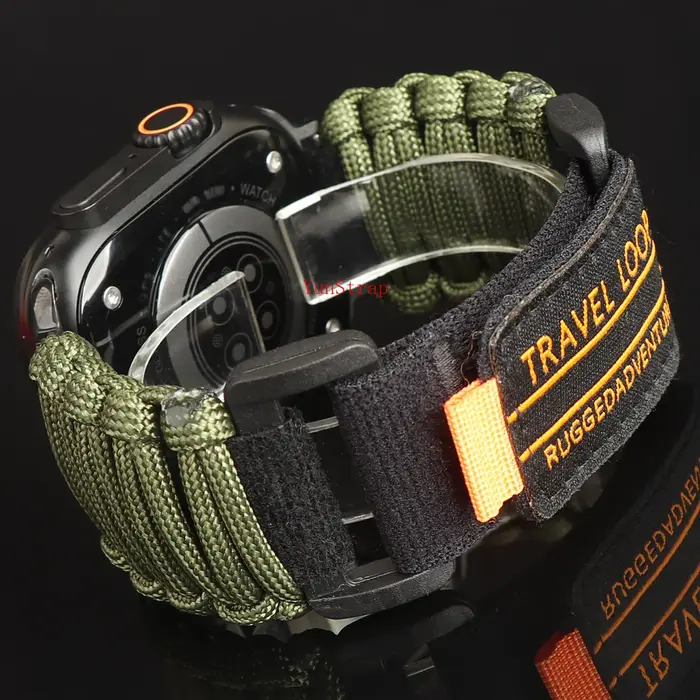 Bracelet de corde de parapluie de boucle de voyage pour Apple Watch 49mm 46mm 45mm 44/42mm