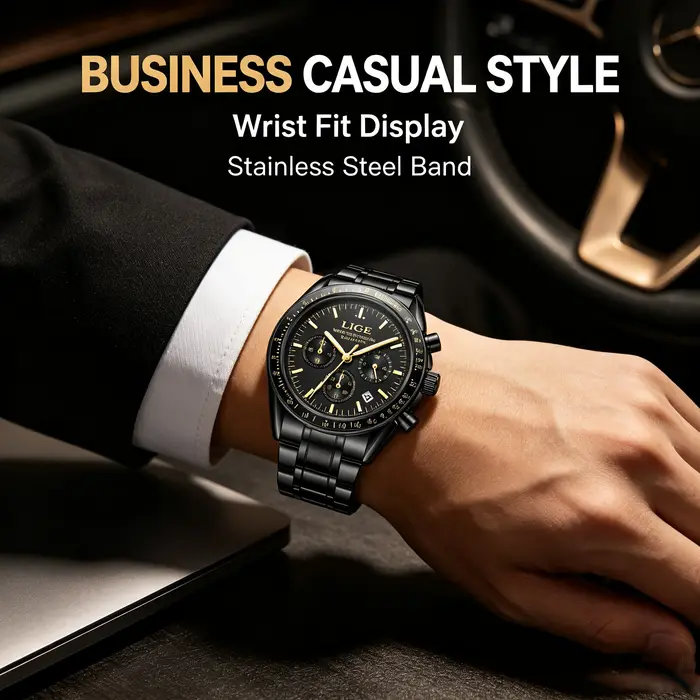 Montres LIGE pour Hommes 2026 NOUVEAU Montre-bracelet à quartz de luxe décontractée pour affaires, avec date et chronographe, montres de sport pour hommes, Reloj Hommes