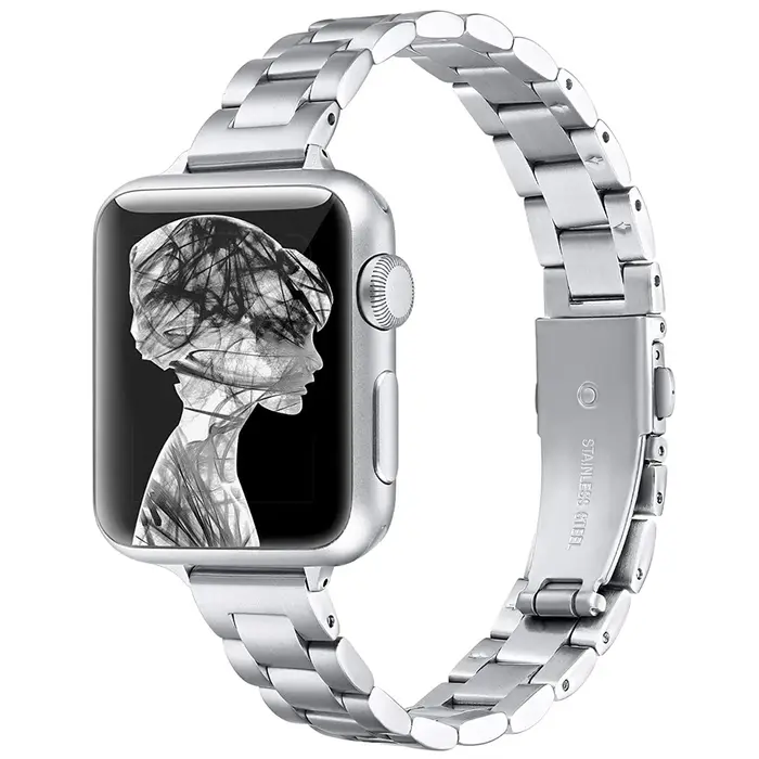 Boucle mince pour Bracelet de montre Apple 41mm 40mm 38mm Bracelet de chaîne en acier inoxydable pou
