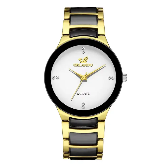 ORLANDO-Montre de luxe en acier au tungstène pour hommes, montres-bracelets à quartz, or, noir, affa