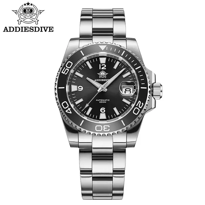 ADDIESDIVE nouvelle montre de plongée cadeau hommes 8215 automatique saphir AR revêtement verre céramique lunette étanche 200m lumineux en acier inoxydable St