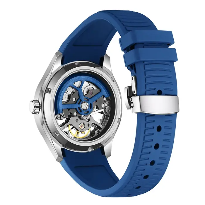 Montre mécanique automatique squelette pour homme DANIEL GORMAN, style sport, acier inoxydable, cadran ajouré, bracelet en acier