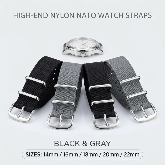 Bracelet de montre NATO vintage à dégagement rapide 14/16/18/20/22 mm