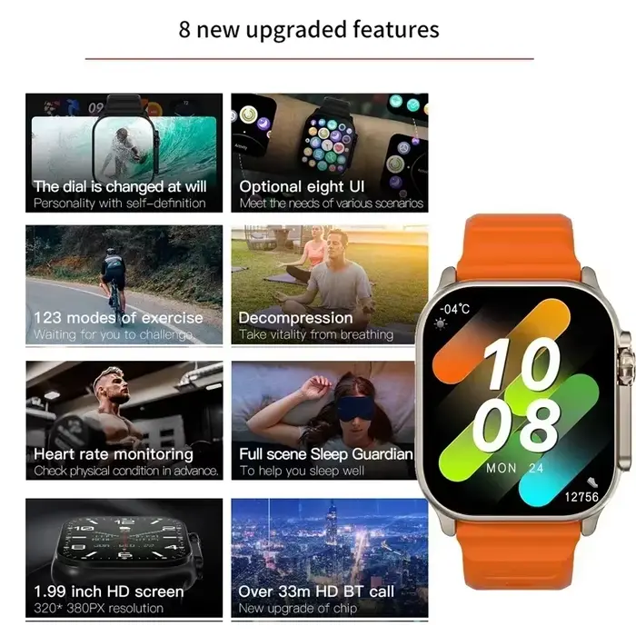 Montre connectée Watch 10 Ultra 49 mm 2026 Nouvelle version NFC Hommes Femmes Suivi GPS Appel Bluetooth Musique BT Jeux