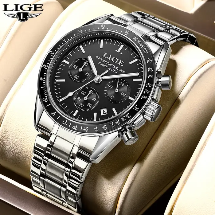 Montres LIGE pour Hommes 2026 NOUVEAU Montre-bracelet à quartz de luxe décontractée pour affaires, avec date et chronographe, montres de sport pour hommes, Reloj Hommes