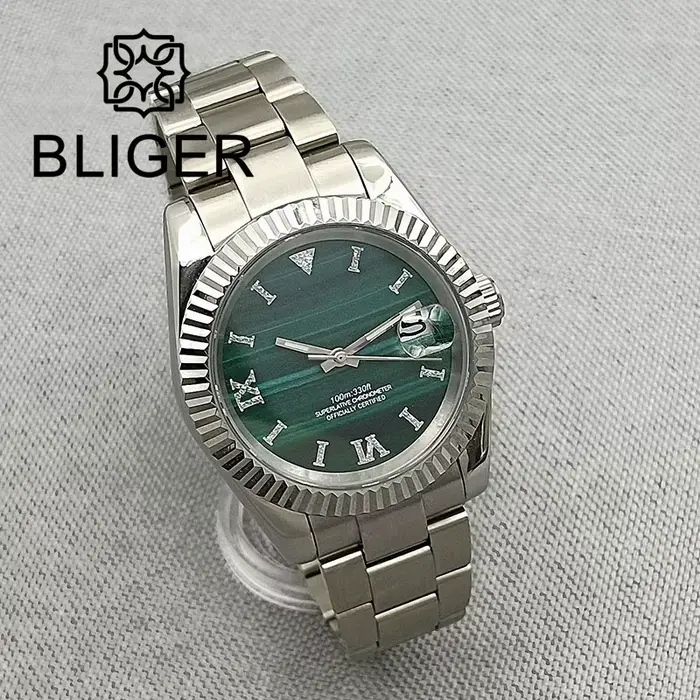 Montre à Cadran Vert Malachite pour Homme