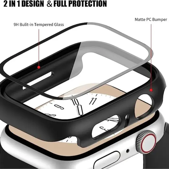Verre + couvercle pour boîtier de montre Apple 9 8 7 6 SE 5 accessoire iWatch protecteur d'écran