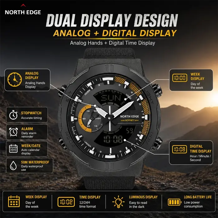 Montre numérique NORTH EDGE 2026 HORNET pour homme
