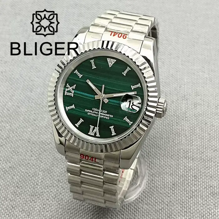Montre à Cadran Vert Malachite pour Homme
