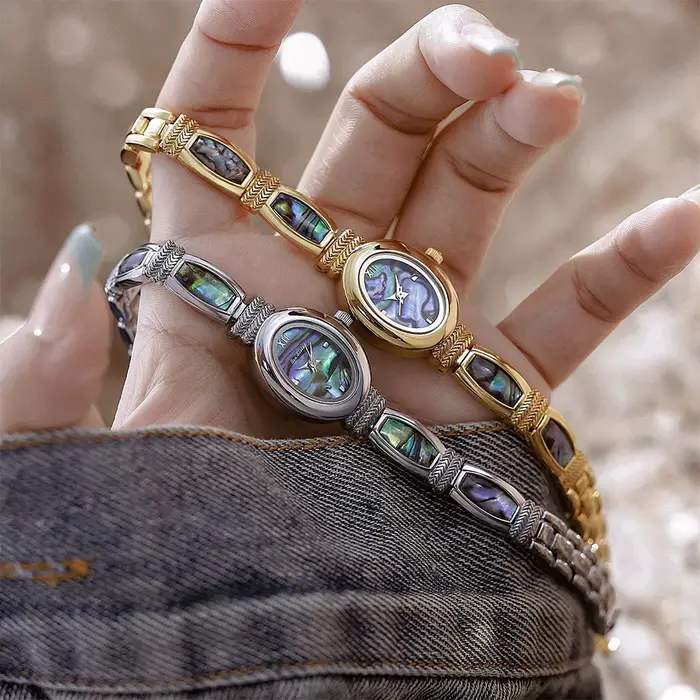 BS Bee Sister Vintage montres pour femme lumière luxe naturel Premium noir or ormeau coquille Bracelet Quartz montre pour femme nouveau