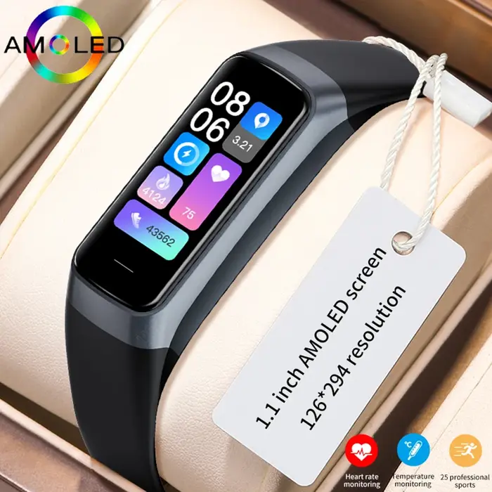 LIGE-Montre connectée étanche pour IOS et Android, écran AMOLED de 1.1 pouces, pour le sport, la natation, l'intérieur et l'extérieur