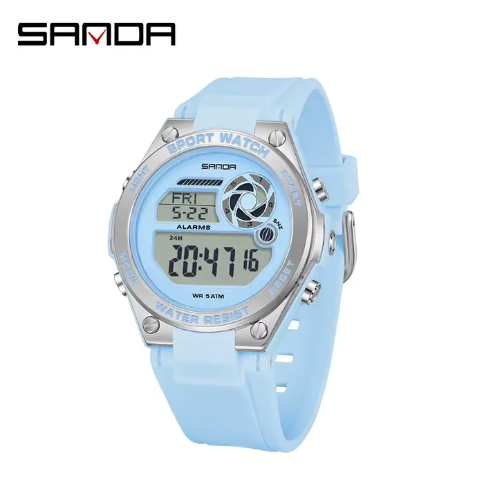 SANDA Nouvelle montre de sport pour femme 9098, bracelet en TPU, étanche avec éclairage nocturne, af